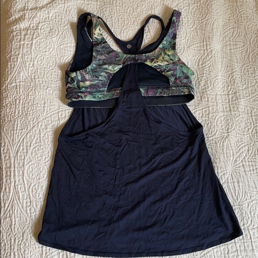 Lululemon crystallized navy top with built in bra